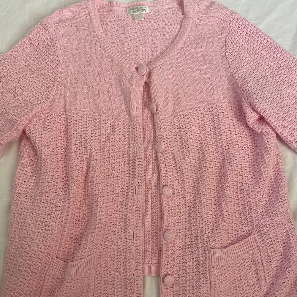 Croft and Barrow chunky light pink cardigan with pockets! Size:XL